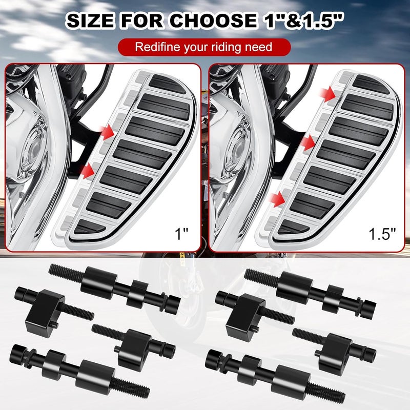 YALTIES 1" & 1.5" Driver Floorboard Extensions, Floor Board Spacers Fit for Harley Davdison Street Glide Electra Glide Road Glide Road King Trikes 2009-2024, FL Trike 2009-2013, Black - Image 2